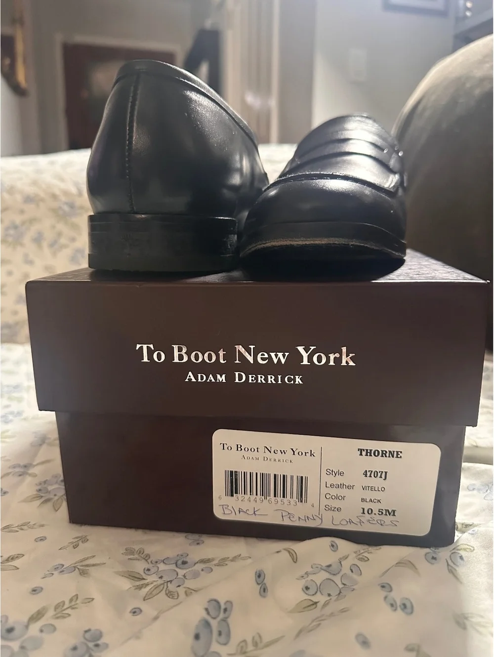 To Boot New York Thorne Black Leather Penny Loafers Size 10.